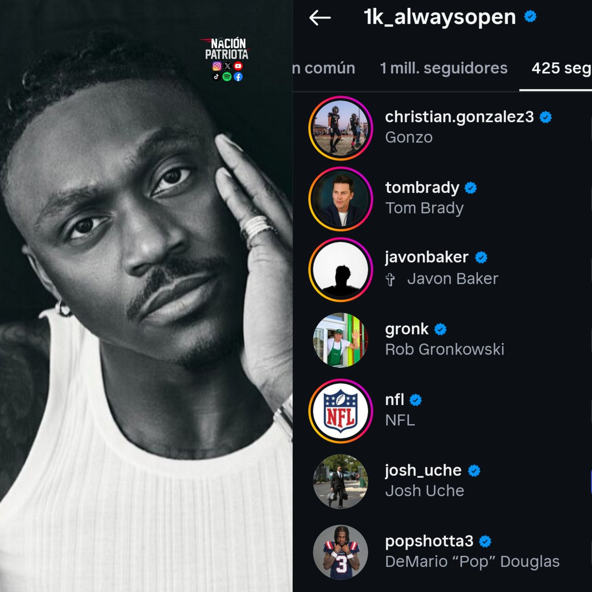 nacionpatriots's tweet image. El WR AJ Brown ya sigue jugadores de los #Patriots en sus redes sociales 👀