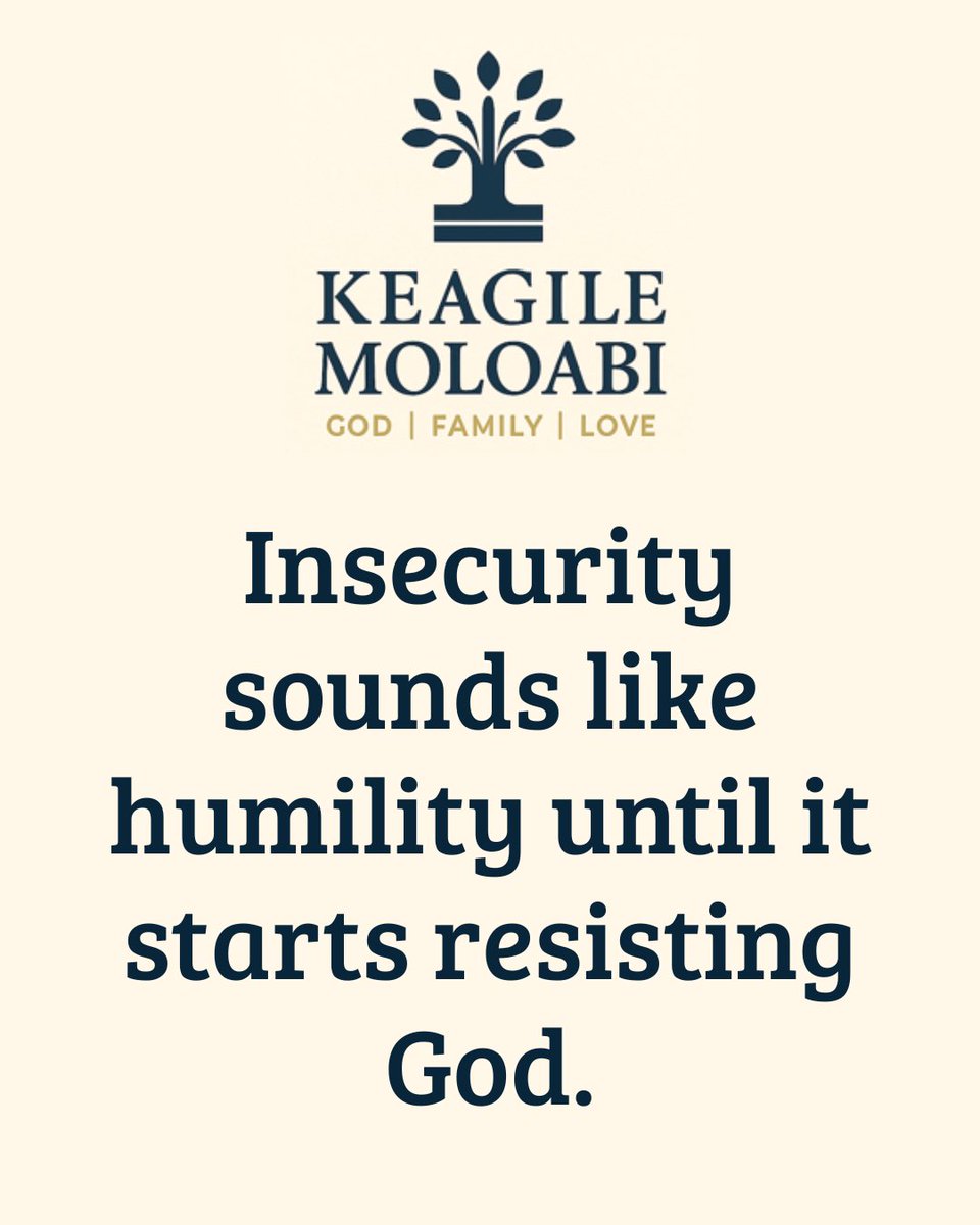 Keagile_M's tweet image. It sounds like humility… until it starts resisting God.

Don’t let insecurity hold you back.

💬 Comment “I will step forward” 🔁 Share with someone who needs this

#Faith #TrustGod #Purpose #ChristianLiving