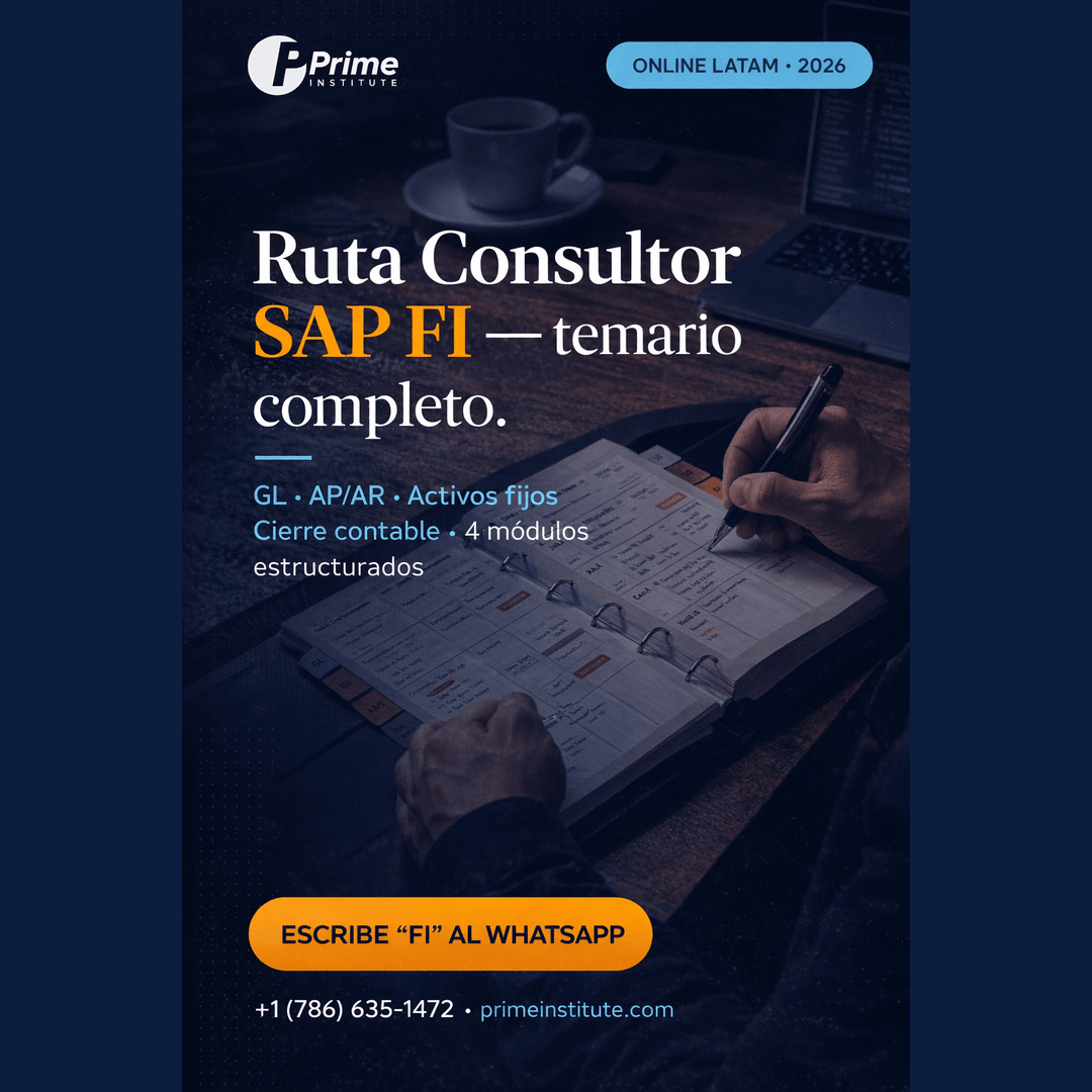 primeinstitute_'s tweet image. Ruta Consultor SAP FI en Prime — los 4 módulos del temario:

📲 "FI" al WhatsApp +1 (786) 635-1472
#SAP #ConsultorSAP #SAPLATAM