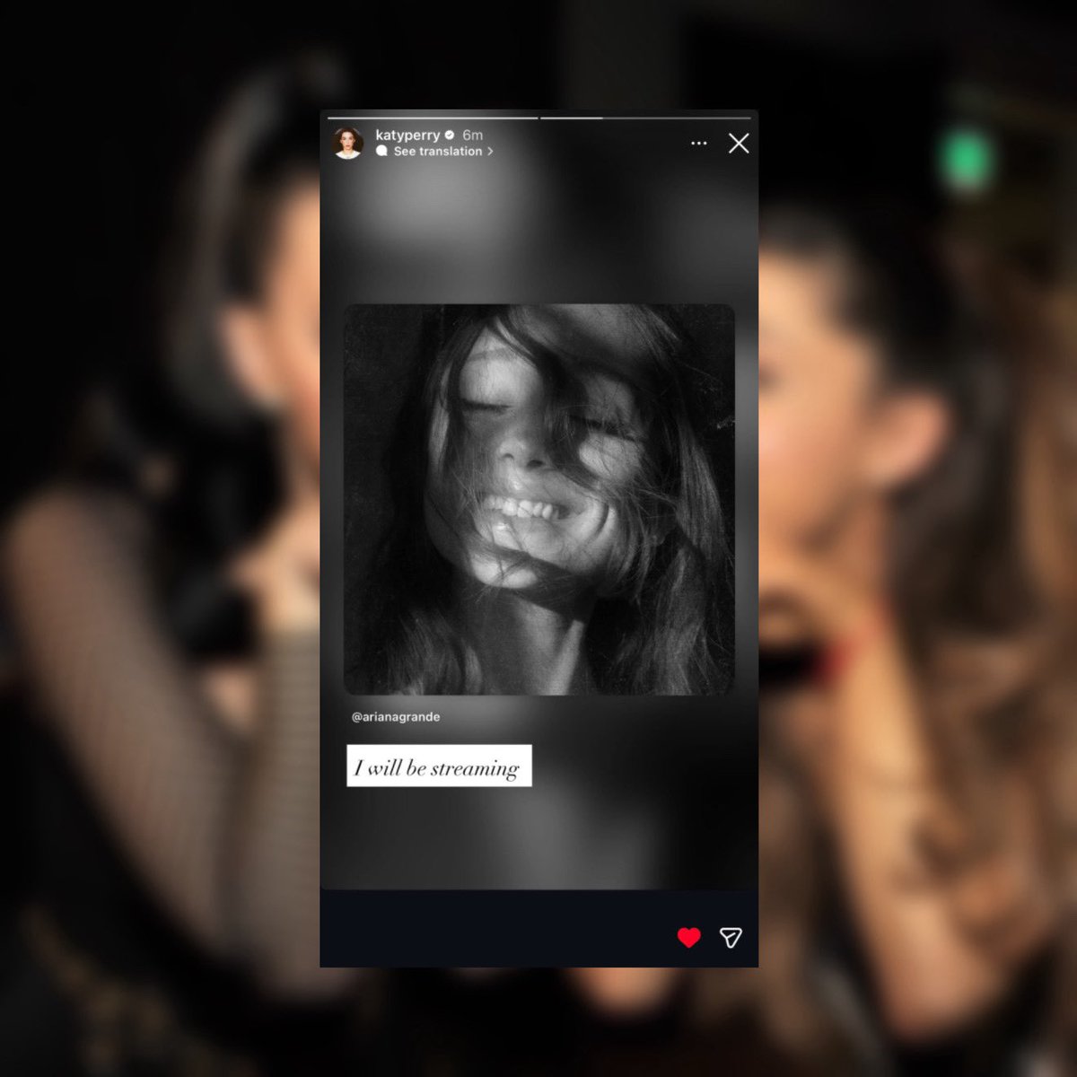 Katy Perry shared an Instagram story supporting the announcement of Ariana Grande’s new album “petal”.

“I will be streaming”