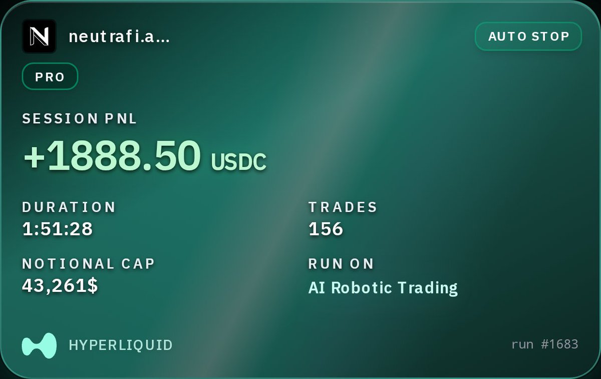 shillalways211's tweet photo. @monolith_fund NeutraFi provides a streamlined entry into AI trading connect your Hyperliquid account and operate with data-driven automation https://t.co/NOpwdNwmNJ