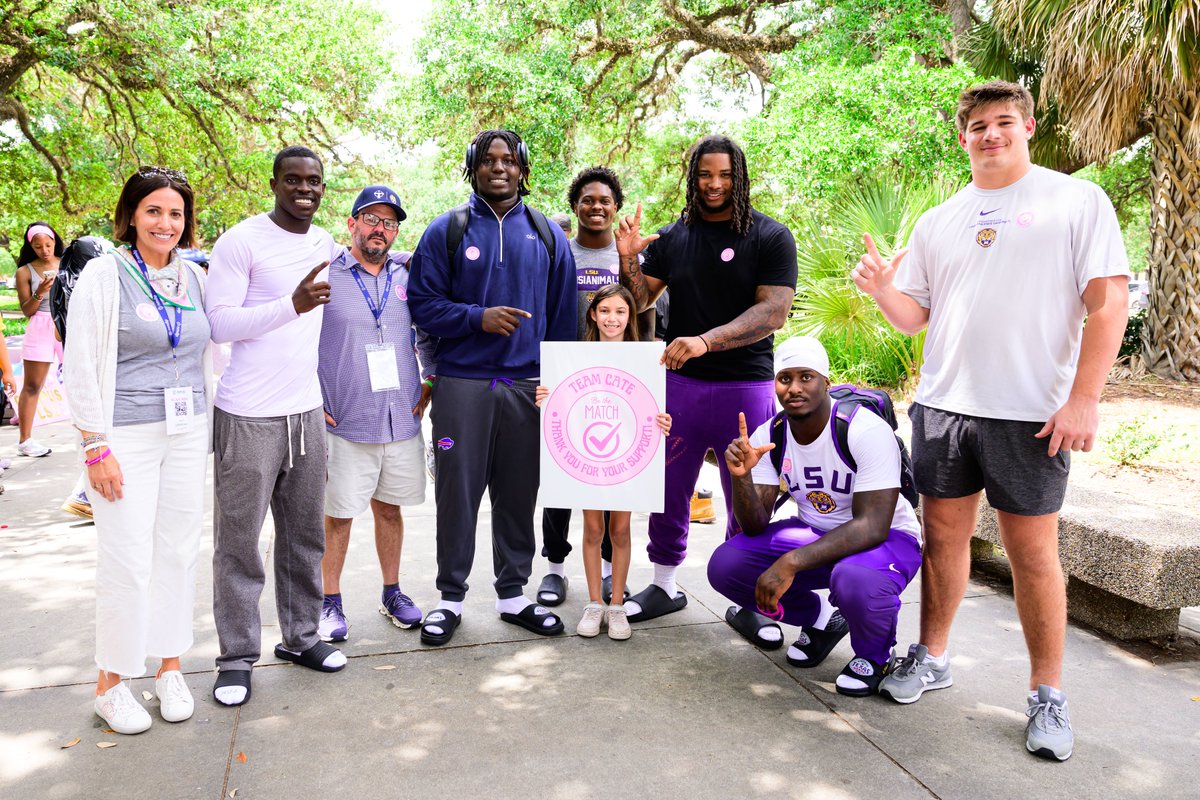 LSUfootball's tweet photo. Proud to support Cate Hargett and her search for a lifesaving bone marrow donor match 💜 https://t.co/IQy5U2laHq