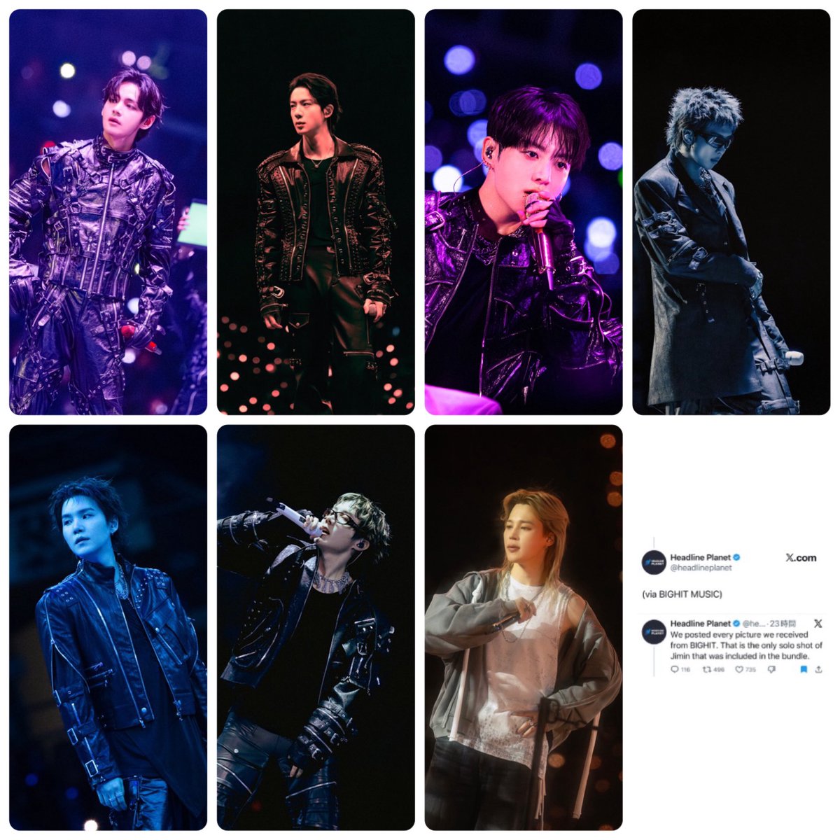 会社から配布されたBTS TAMPA公演の公式写真で、ジミンのみ異なる衣装