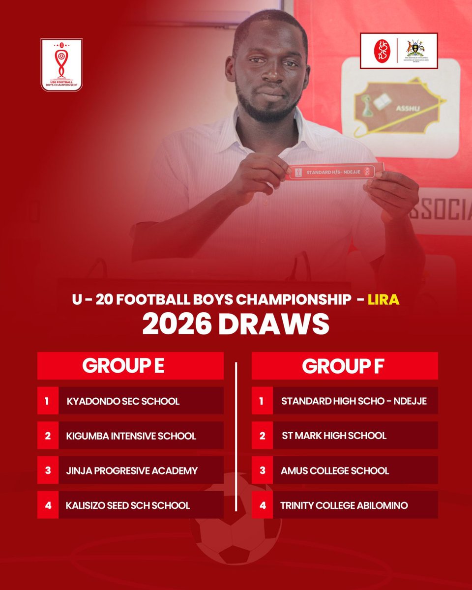 StMarkHigh's tweet photo. THE DRAWS ARE OUT, WE ARE IN GROUP F. NATIONALS HERE WE COME.

As the reigning Mukono Zonal Champions we are going to represent the region at the nationals happening from the 10th to the 20th of May at Lira Town College. We shall be sharing our journey with you.
#USSSAGames2026 https://t.co/UegtBqMqNw