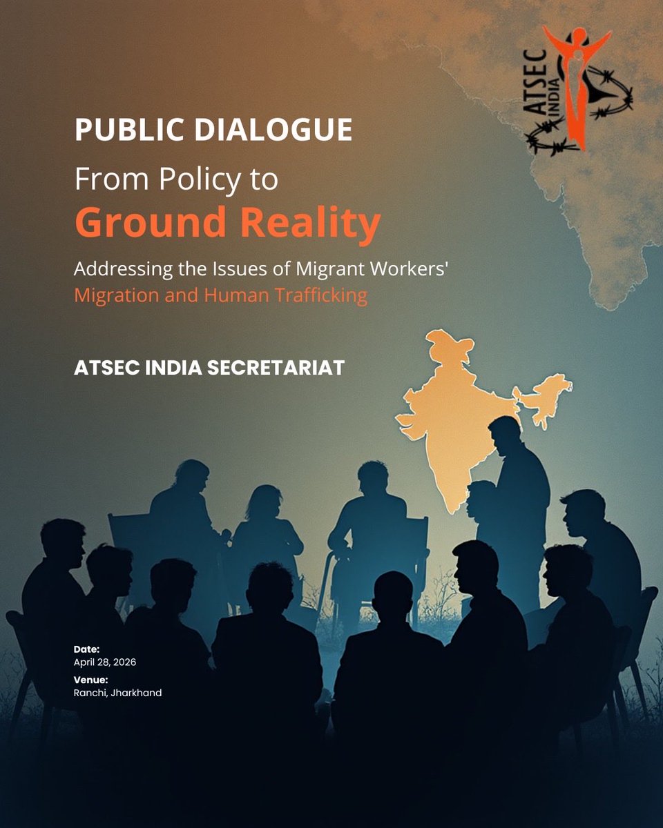 bksranchi's tweet photo. A powerful dialogue  bridging policy and ground realities for migrant workers &amp; anti-trafficking efforts by ATSEC. Diverse voices came together, reinforcing shared responsibility.
Honoured to have @KanoongoPriyank Hon’ble Member NHRC as the chief guest of the event. https://t.co/vQGZWcL3XD