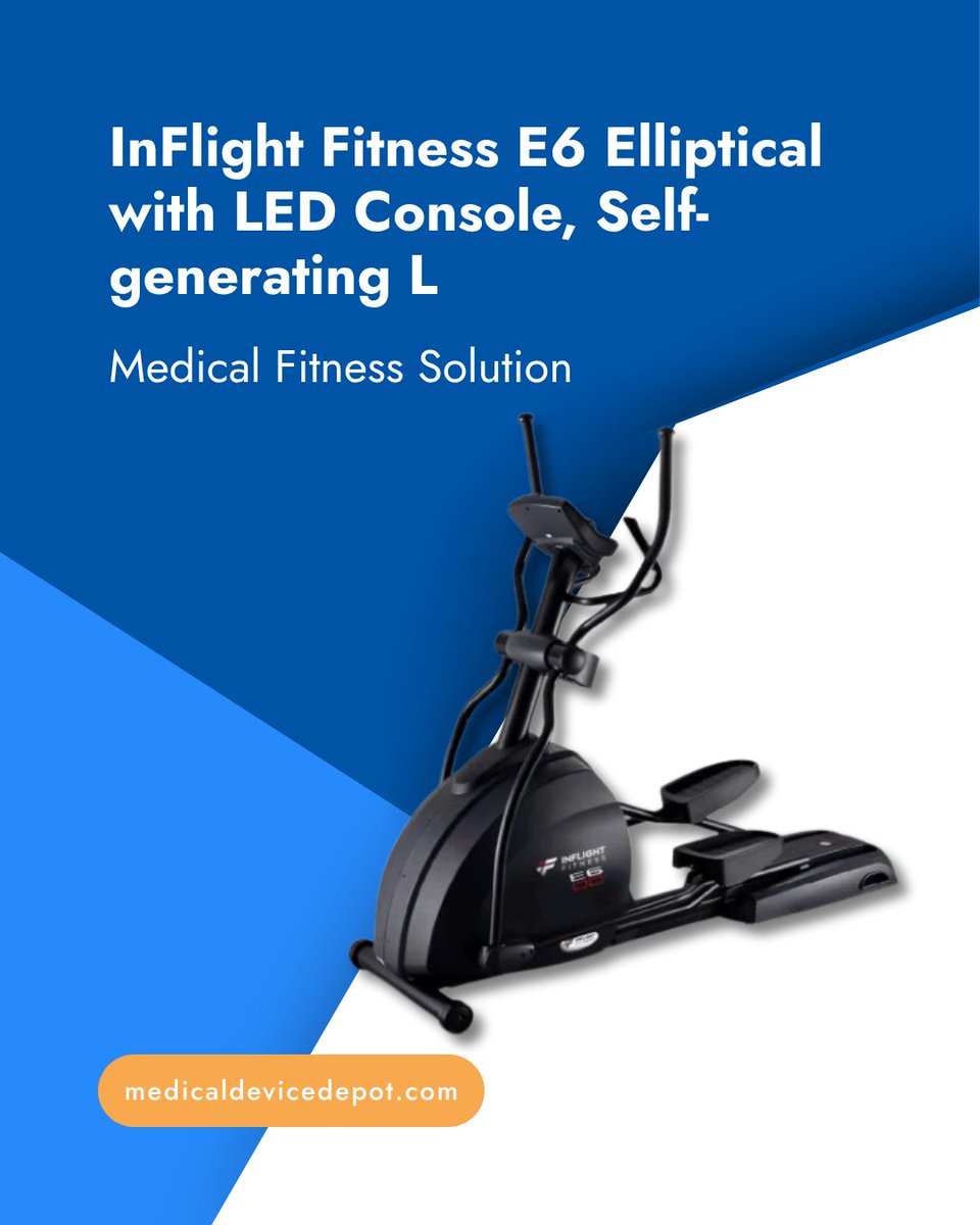 MedDeviceDepot's tweet photo. Upgrade your wellness space with performance-driven cardio.

The InFlight Fitness E6 Elliptical offers smooth, low-impact training with a self-generating system—ideal for rehab &amp; fitness facilities.

Shop now: https://t.co/j5gcCCGQyX

#CardioEquipment #RehabEquipment #Fitness https://t.co/LVk60FQSWD