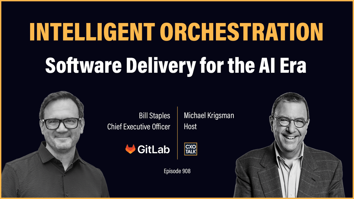 cxotalk's tweet image. #AI #SoftwareDevelopment Advice (1:2)
1. Audit investment + tools levels. Where there is fragmentation, consider consolidating.
2. Consider security + governance up front.
3. AGG tooling for simplicity + cost min.
-- Bill Staples, CEO @GitLab
cxotalk.com/episode/intell…
#CXOTalk