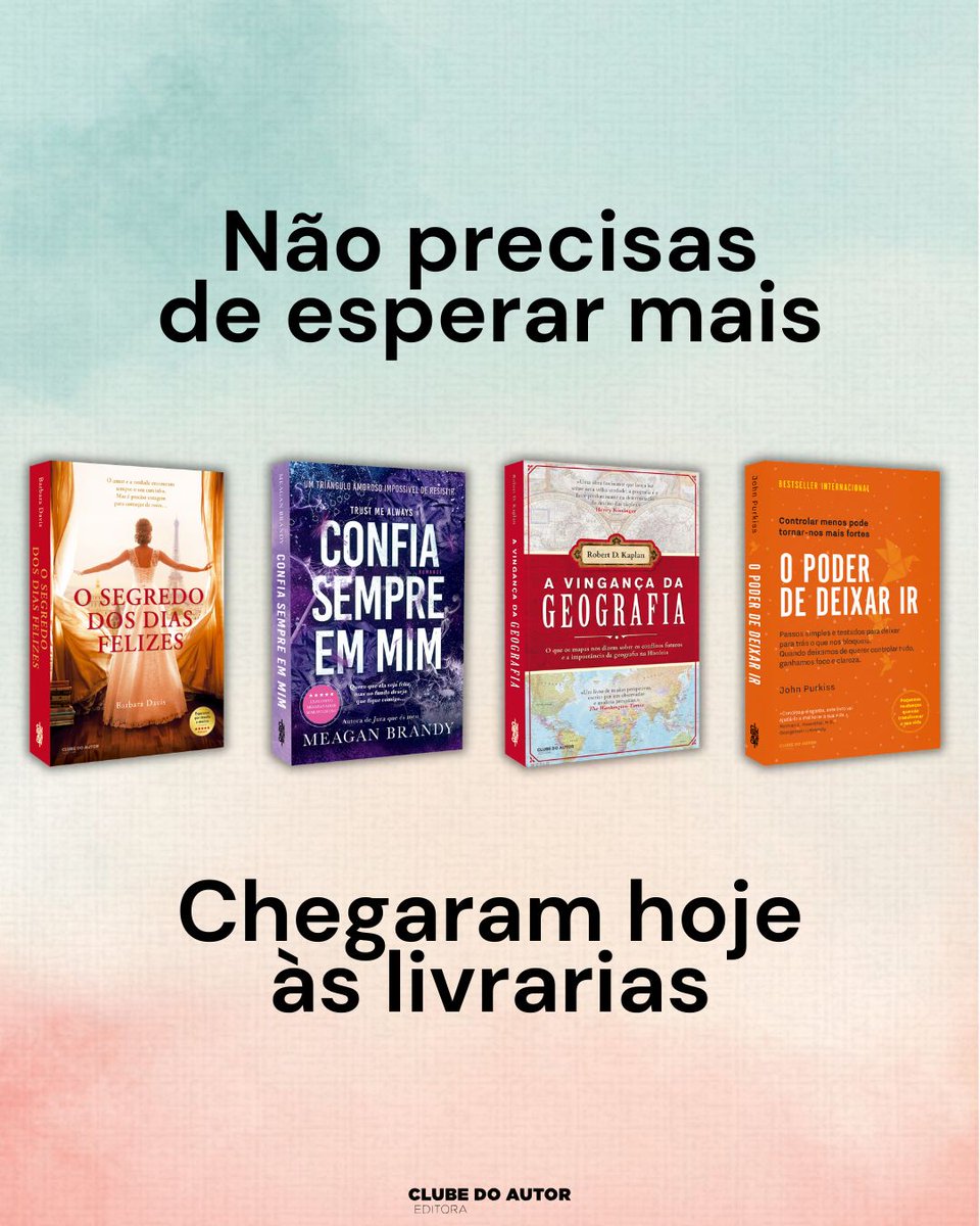 ClubeAutor's tweet photo. Confesse: ainda agora chegaram às estantes das livrarias já os quer em sua casa.

#clubedoautor #novidades #osegredodiasfelizes #barbaradavis #confiasempreemmim #meaganbrandy #avingancadageografia #robertdkaplan #opoderdedeixarir #johnpurkiss https://t.co/XfHtXGE6JJ