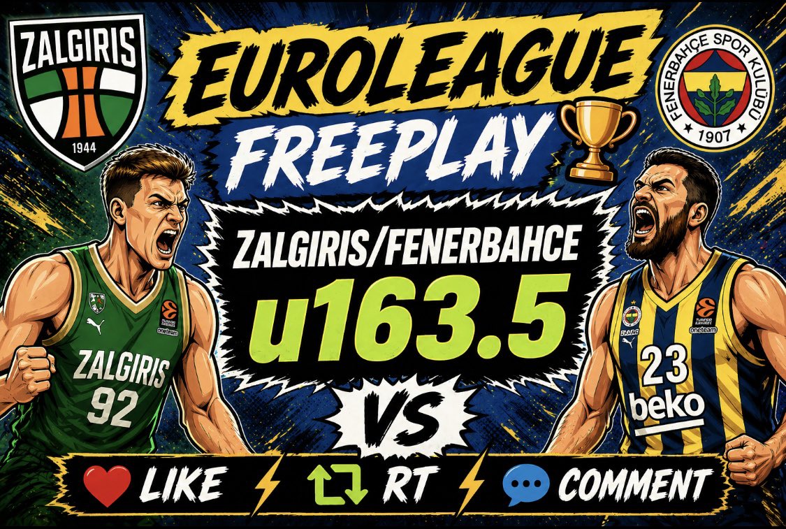 DirtyBubbleBets's tweet photo. FREE EUROLEAGUE PLAY 🏆

Zalgiris/Fenerbahce u163.5 (-120) 🏀

❤️ + ♻️ + 🗣️ = Tailing DBB

5 People Get An Extra Freeplay 💎

Show Us That Playoff DEFENSE 🔒

RUN THIS UP If You're With Me 👀👇 https://t.co/cUhcro14JG