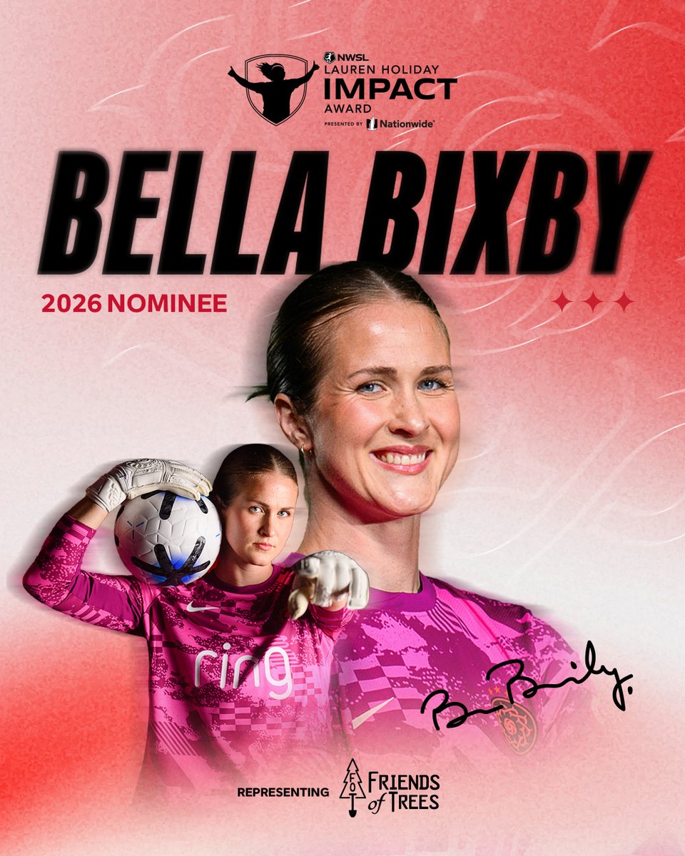 ThornsFC's tweet photo. her service and character go far beyond the pitch ❤️

Congratulations to our 2026 Lauren Holiday Impact Award Nominee, Bella Bixby. Bella has chosen to support @FriendsofTrees, a local community-driven nonprofit focused on expanding and caring for the urban forest across the Pacific Northwest! 

Learn more here: https://t.co/d3Glr6iuY2