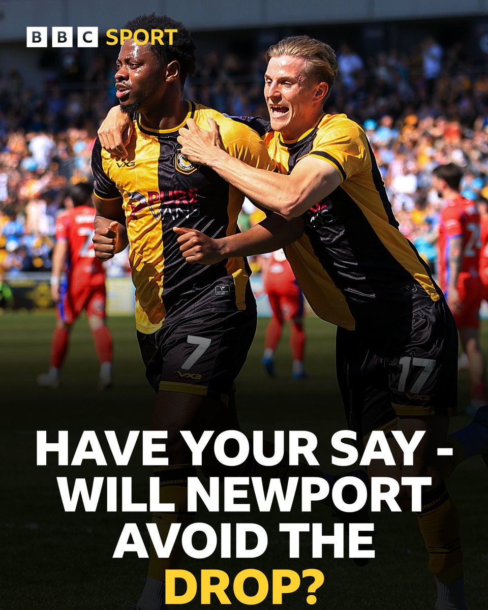 BBCSportWales's tweet photo. Another season is coming to an end, have Christian Fuchs' side done enough to avoid relegation?⏳

We want to know your thoughts and feelings heading into the final weekend for Newport County 🗣️

Have your say on the @BBCSport website &amp; app 📲

#BBCFootball #Exiles https://t.co/XRtrt6mIID