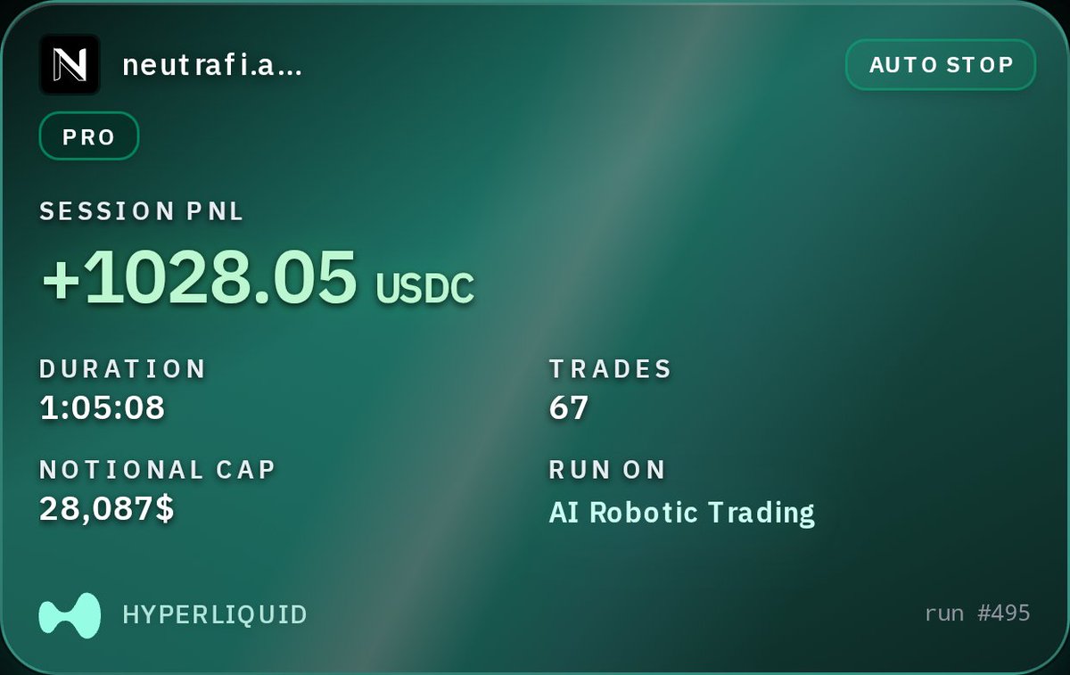shillalways211's tweet photo. @0xBispo Access AI trading through NeutraFi by linking your Hyperliquid account  a more structured approach to automated strategy execution https://t.co/jb3lXCR7u9