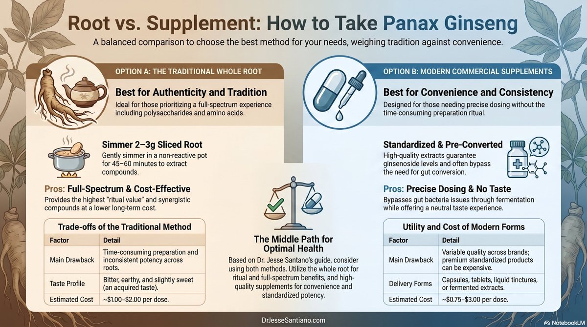 SanJe13945's tweet image. Buying the right ginseng is step one.
Step two is where most people get it wrong.
Root vs. supplement.
Optimal dosing.
The gut bacteria factor nobody talks about.

New article breaks it all down.
🎧 English audio available.
👇 Link in the comments.

#PanaxGinseng #GutHealth