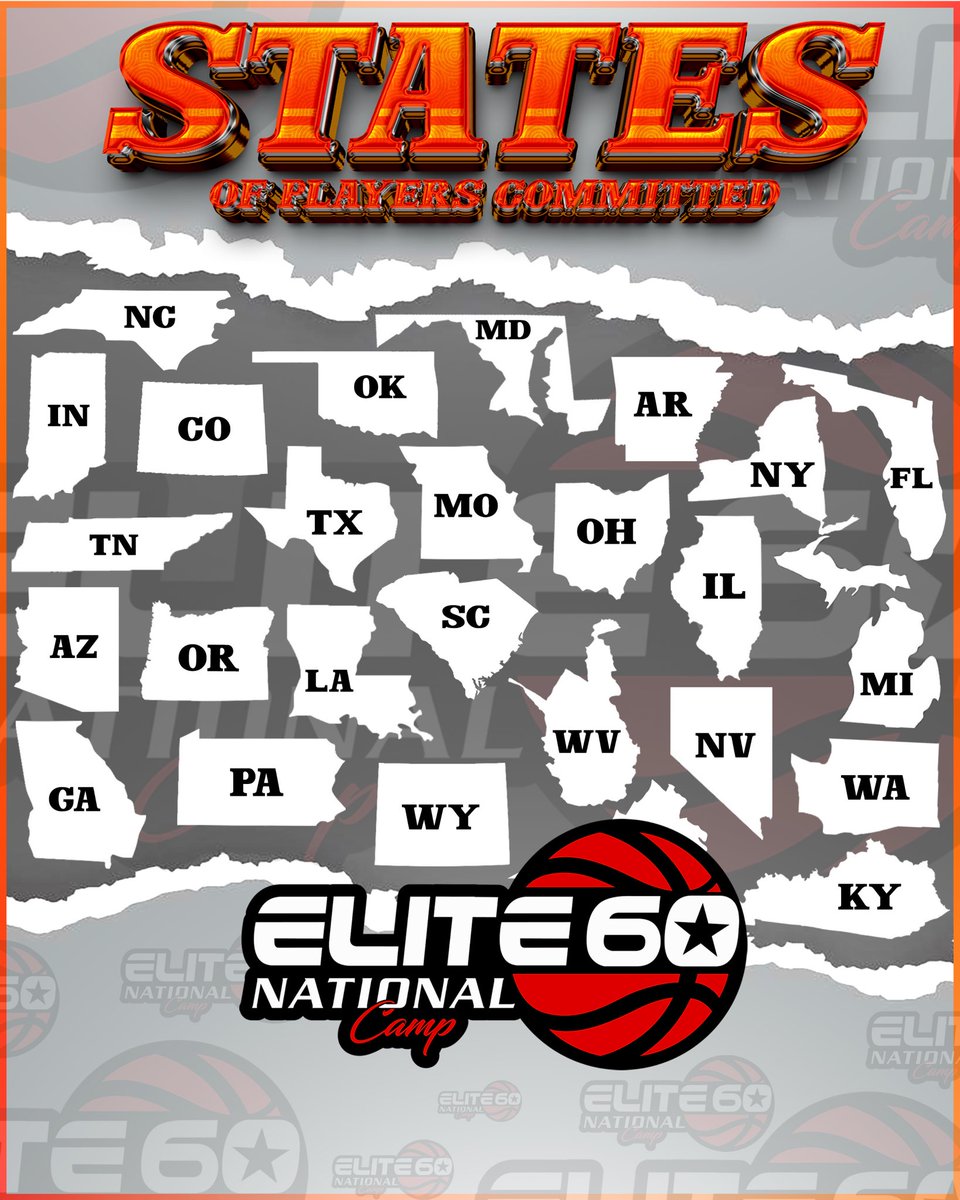 States of players already COMMITTED to the Elite 60 National Camp 🔥🎥

- Charlotte, NC get READY for some of the TOP players in the country coming from 25+ States. 

Email - E60Camp@gmail.com for information on how to get INVITED.
