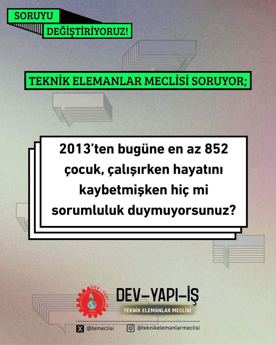 temeclisi's tweet photo. GYODER 20. zirvesi bugün yapıldı.
2013'ten beri 852 çocuk inşaatlarda, tarlada, fabrikalarda tüm bir üretim alanlarında çalışırken katledildi!

“Soruyu değiştiriyoruz” diyorlar.
Soruyu değiştirdik!
Cevap verin!
@gyoderonline

#gyoder #gayrimenkulzirvesi #soruyudeğiştirmek https://t.co/7hTEdRF8Nq