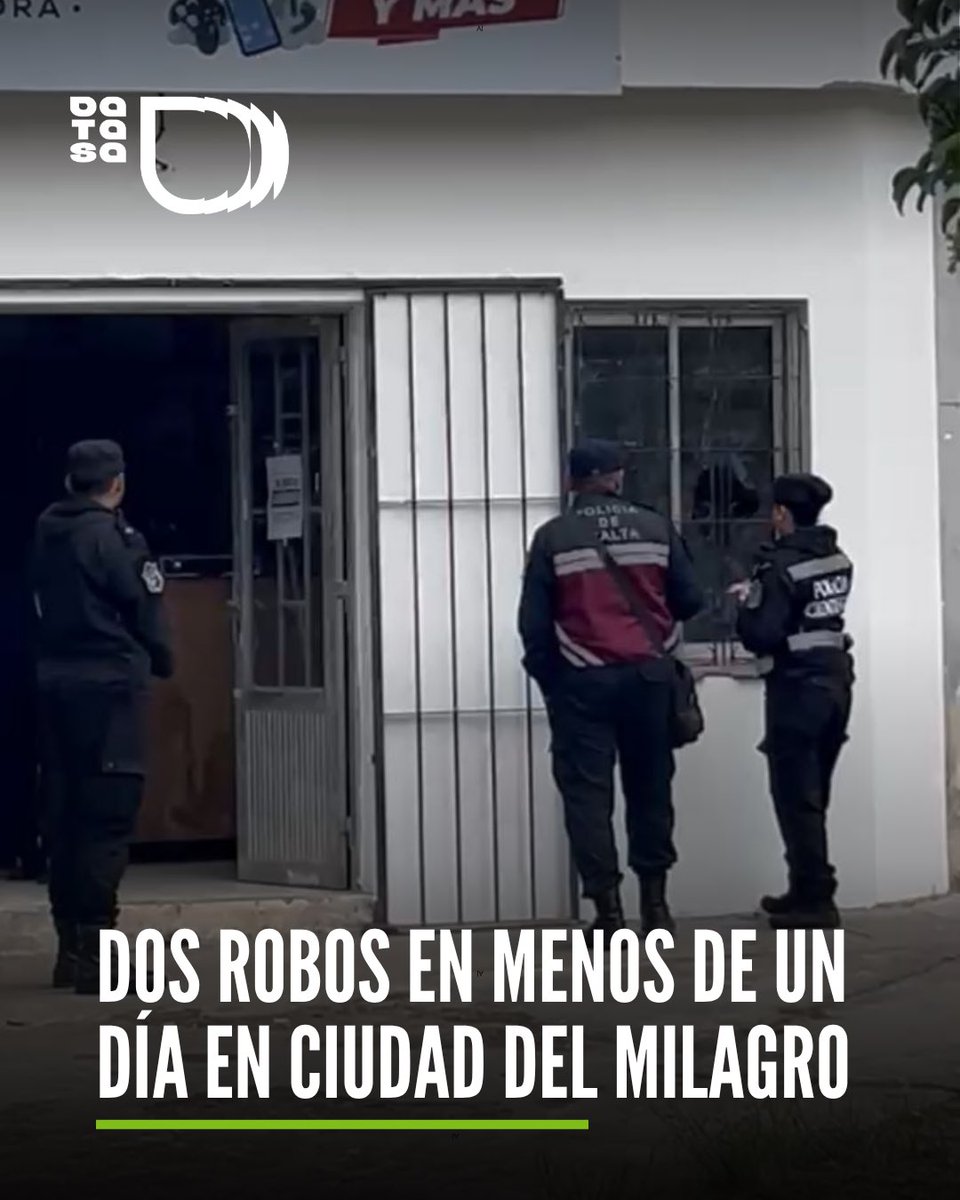 DatasaSalta's tweet photo. En menos de 24 horas, dos nuevos robos afectaron a comercios de Ciudad del Milagro, con estos casos, ya son tres los robos registrados esta semana en comercios del barrio, todos ocurridos en la misma cuadra. https://t.co/PAZOAMNiSA