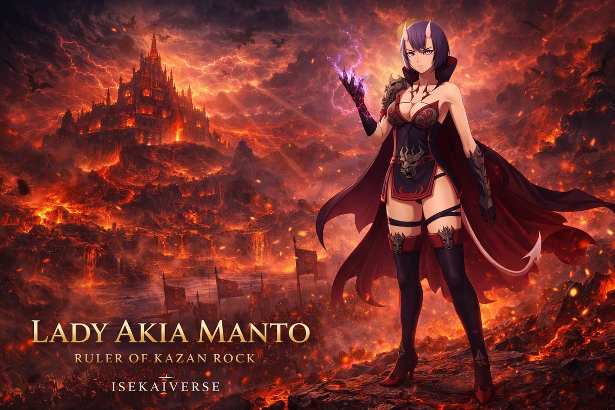 Isekai_Verse's tweet photo. Lady Akia Manto doesn’t follow destiny—she bends it to her will. 🔥 Queen of Kazan Rock. Wielder of dark fire. The storm Necrogard fears most.
Bow… or burn.

#Isekaiverse #Anime #NFT #Web3 #Presale https://t.co/FtuDlxaNNh