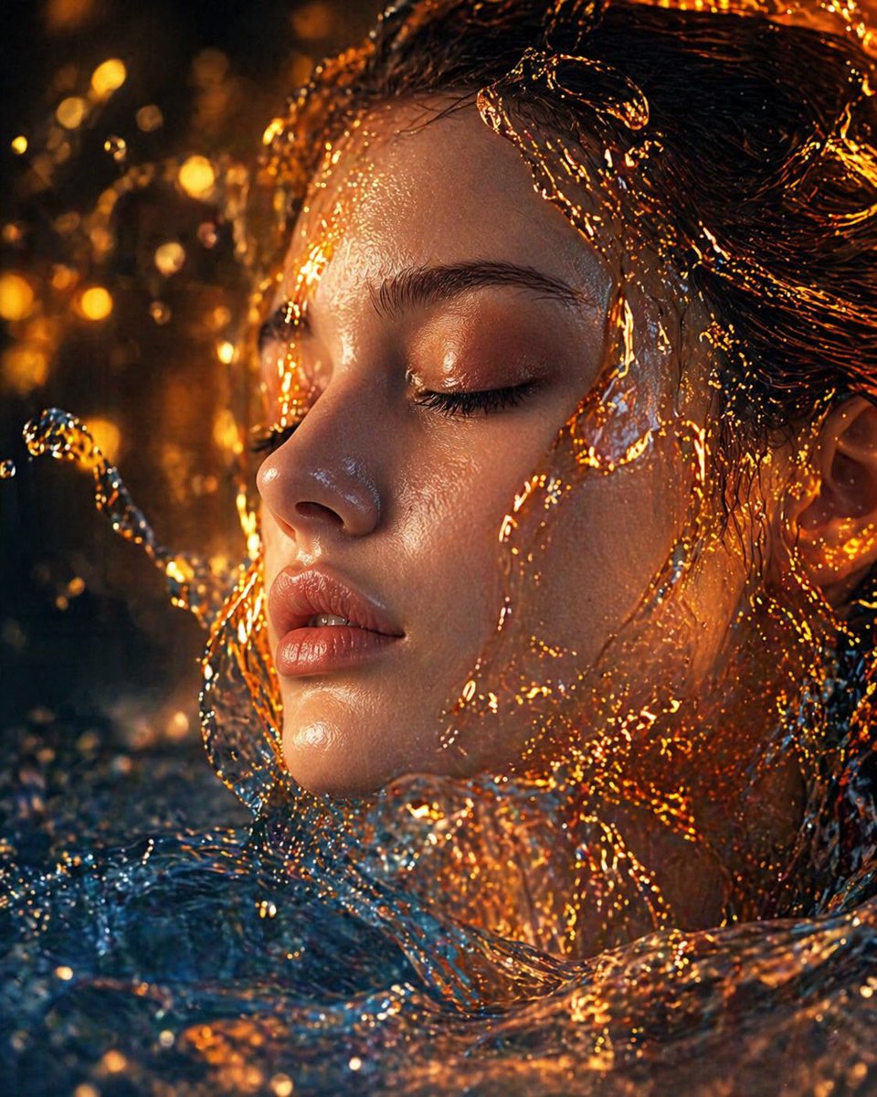 Surreal Molten Gold Liquid Portrait
