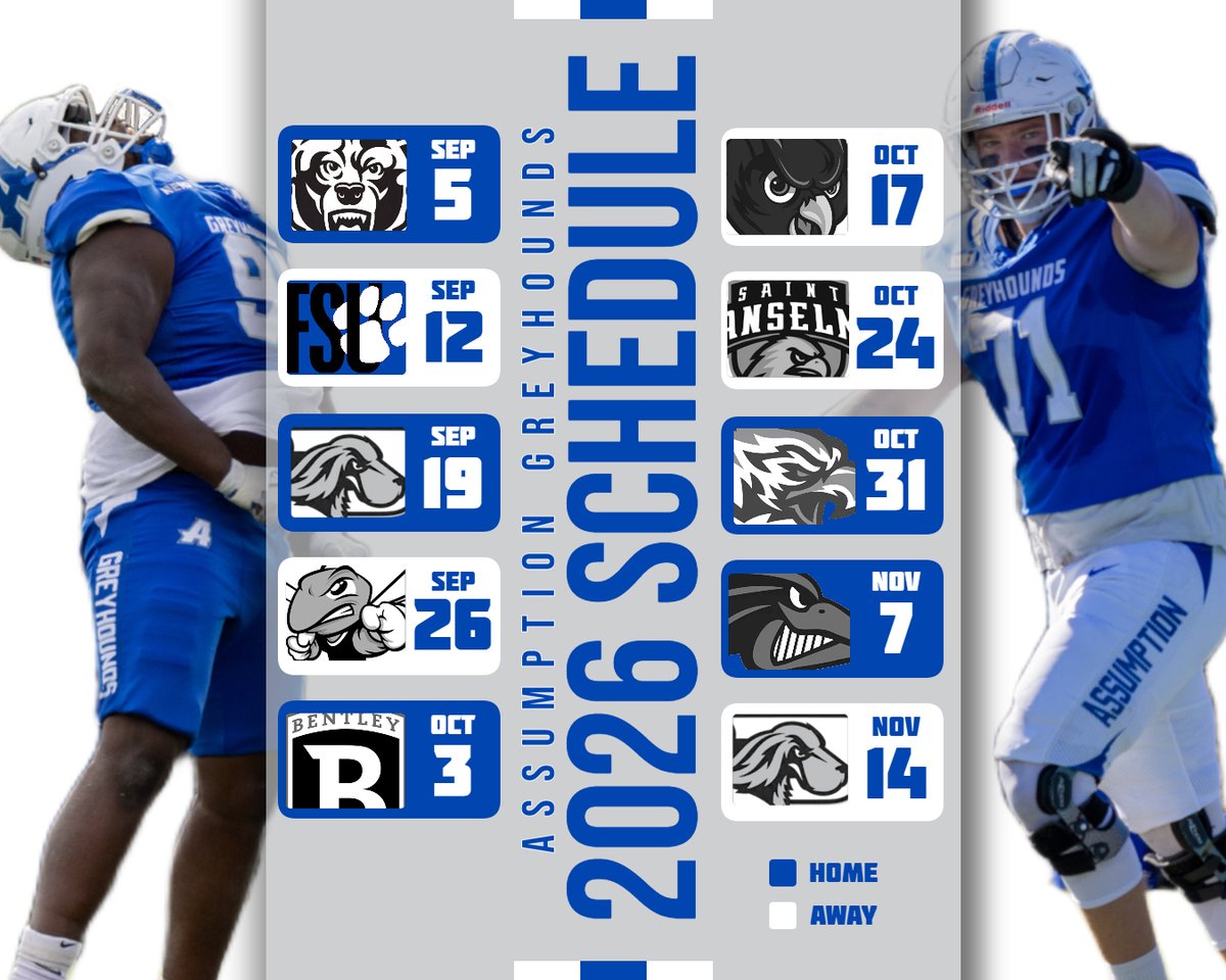 AssumptionFB's tweet image. 🚨The 2026 Assumption Football schedule is HERE!🚨
#𝘼𝘿𝙑𝘼𝙉𝙏𝘼𝙂𝙀 #𝙃𝙊𝙐𝙉𝘿𝙉𝘼𝙏𝙄𝙊𝙉