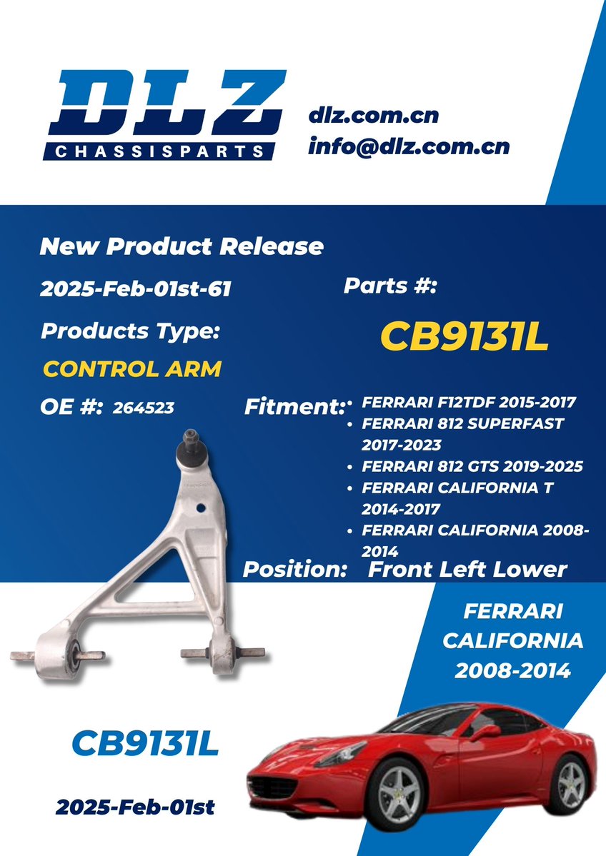 LeoYang28312081's tweet image. [NEW] DLZ Front Left &amp;amp; Right Lower Control Arms | Ferrari F12/812/California
OE: 264523/264524|OE quality fit to keep that iconic Ferrari precision handling intact.
Prancing Horse owners, want to maintain that sharp, responsive feel? These arms are your perfect match.
#Ferrari