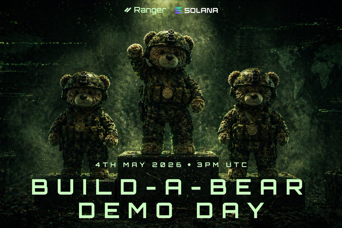 ranger_finance's tweet photo. We’re hosting a private Build-A-Bear Demo Day!

10 shortlisted teams will pitch vault strategies spanning market-neutral yield, structured products, and RWAs — built to handle real capital.

Date: Monday, 4th May 2026
Time: 3 PM UTC
Venue: Virtual https://t.co/WU3HHSpvAs