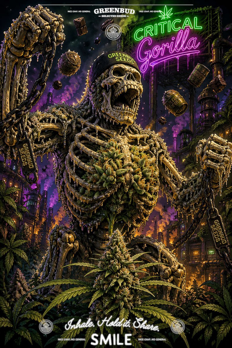 GreenbudSeeds's tweet image. Critical Gorilla in full force. 🌱

Combining fast flowering, solid yields, and heavy resin with a bold terpene profile, skunky candy, diesel, and dark coffee notes.

Limited Edition built for strength and intensity.

#GreenbudSeeds #CannabisCommunity #Weedlovers