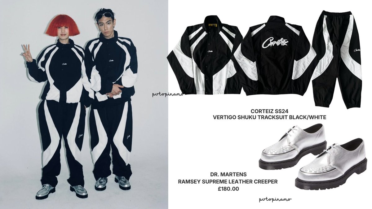 puTOPinamo's tweet image. T.O.P and NANA wearing CORTEIZ SS24 Vertigo Shuku Tracksuit (Black/White) and Dr. Martens Ramsey Supreme Leather Creeper Shoes in “T.O.P, a One-Off YouTuber feat. NANA”

Watch full video here:
🔗youtu.be/Ka4eCoyWh7I

#TOP #탑 #최승현 #CHOISEUNGHYUN #TTTOP #NANA