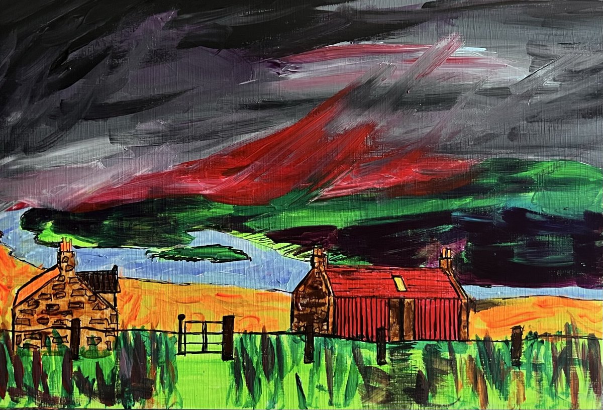 InkyplotsArt's tweet image. New painting.
‘Lost’.
£120 excludes P&amp;amp;P.
21x30cm (small).
Unframed.
Golden acrylics.
Ardheslaig, Scottish Highlands.
Based loosely on a photo, I wanted the scenery to ignite the sky in an emotive &amp;amp; dramatic manner.
DM/email to enquire.
Thank you.
🎨
#Scotland #art #painting #gift