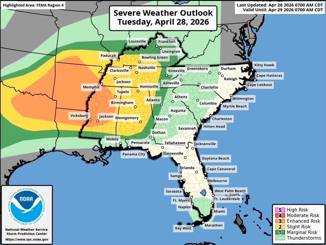 🌪 Day 6 of severe weather. This time, the lower Miss. River Valley. 
First tornado watch of the day, the threat expands eastward later today and tonight.
👉 Don't be surprised by storms: bit.ly/WeatherCallAle…
