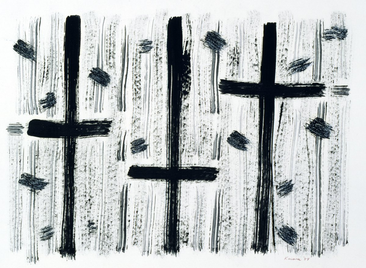April_Shorty_'s tweet image. “It is inevitable that in working for freedom some individuals &amp;amp; some families must take the lead &amp;amp; suffer: the road to freedom is via the #Cross.”
🖼️CROSSES, Jacob Kainen, 1984 
#Quote #Art #Crosses #Painting #OilPainting #Paper #Sheet #Artwork #Oil 
~ Albert Luthuli, who