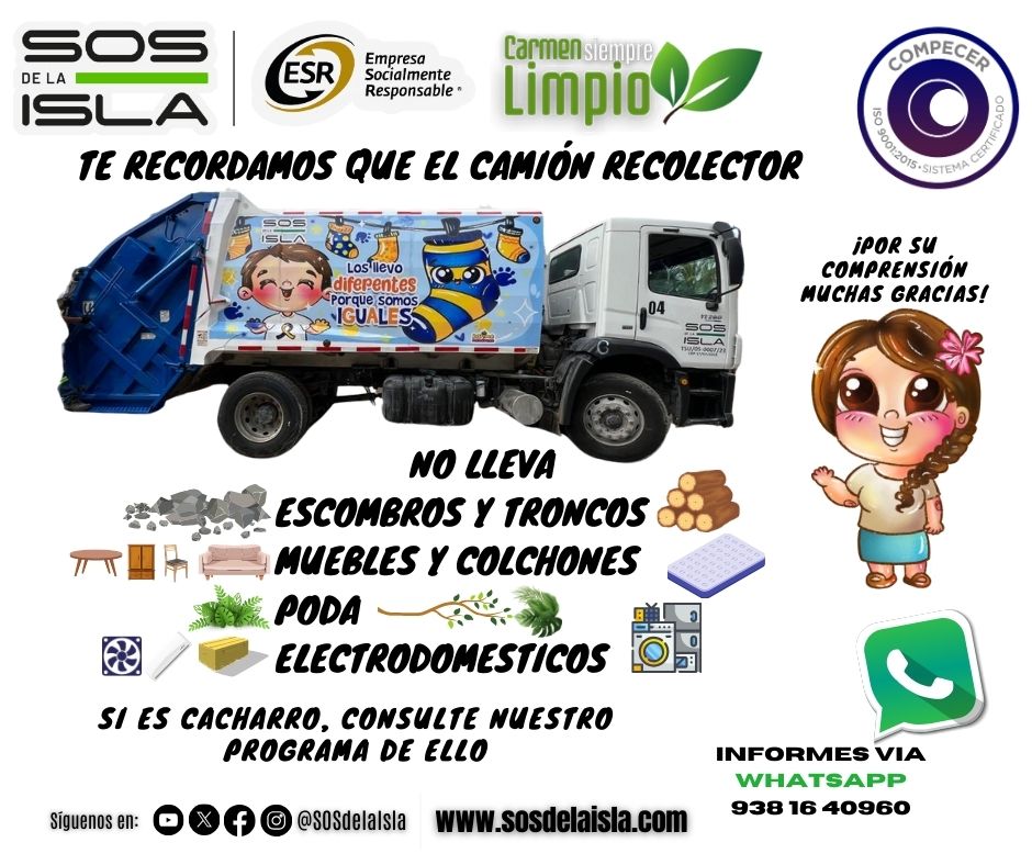 PARA QUE TOMES EN CUENTA! 🙃🧢🚛🧤🚶‍♂️🦺🚶‍♂️ 🥾
Chitas, Chitos, es importante que sepan y compartan esto para hacer mejor nuestro servicio en la Ciudad 👇
Siempre Trabajando Por un Carmen Más Limpio 😉💚♻️

#Abril2026
#SOSdelaIsla 🏝🚮♻️🏞
#empresacarmelita 🆘💪💯