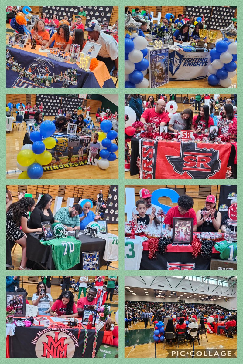 MontwoodHS's tweet photo. Great day to be a RAM.  Thirteen students signed their letters of intent to continue their playing careers.  We are very proud of you.  You #Earnedyourhorns #RAMSUP #ALLIN https://t.co/w5QuMkO2nT