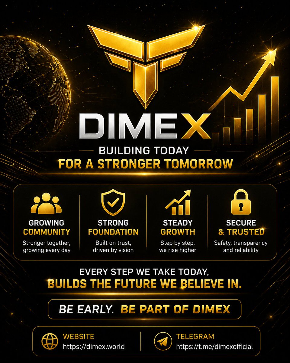 DimeXGlobal's tweet photo. 🌙 Building DimeX — Step by Step
Strong foundation
Growing community
Steady and secure progress
We are building today for a stronger tomorrow 🚀
Be early. Be part of DimeX.
🌐 https://t.co/qjUR1ya7rR
📢 https://t.co/U0wDnLItrv
#DimeX #Crypto #DeFi #Web3 https://t.co/KXNwUCclDn