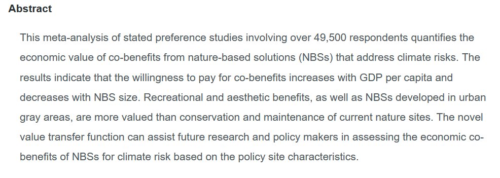 Land_Econ's tweet photo. Open Access Meta-Analysis🔓"Economic Benefits of Nature-Based Solutions for Climate Risk" by G. Guillermo García Álvarez, W. J. Wouter Botzen, Max Tesselaar, Jeroen C. J. H. Aerts, Andrea Staccione, Jarloslav Mysiak and Marija Bockarjova. Read it here: https://t.co/qVtVjnRW2k https://t.co/paDlLhzUg8
