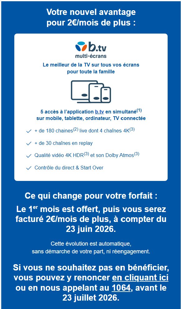 AzonixRetro's tweet photo. Encore une option activée par défaut chez @bouyguestelecom... 🙄 Marre de cette méthode qui consiste à cibler l'inattention des clients pour gonfler les factures de 2€. https://t.co/Qi5LhyaNAz
