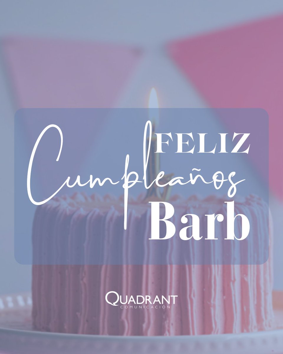 QuadrantMX's tweet photo. 🥳 ¡Feliz cumpleaños @barbdvz! 🎉

🎂 El #TeamQuadrant te enviamos nuestros mejores deseos en este día tan especial. Esperamos que pases un gran día rodeada de tus seres queridos y que este año esté lleno de nuevas metas alcanzadas.

Te mandamos un abrazo con mucho cariño💐 https://t.co/pllhGGL9wC