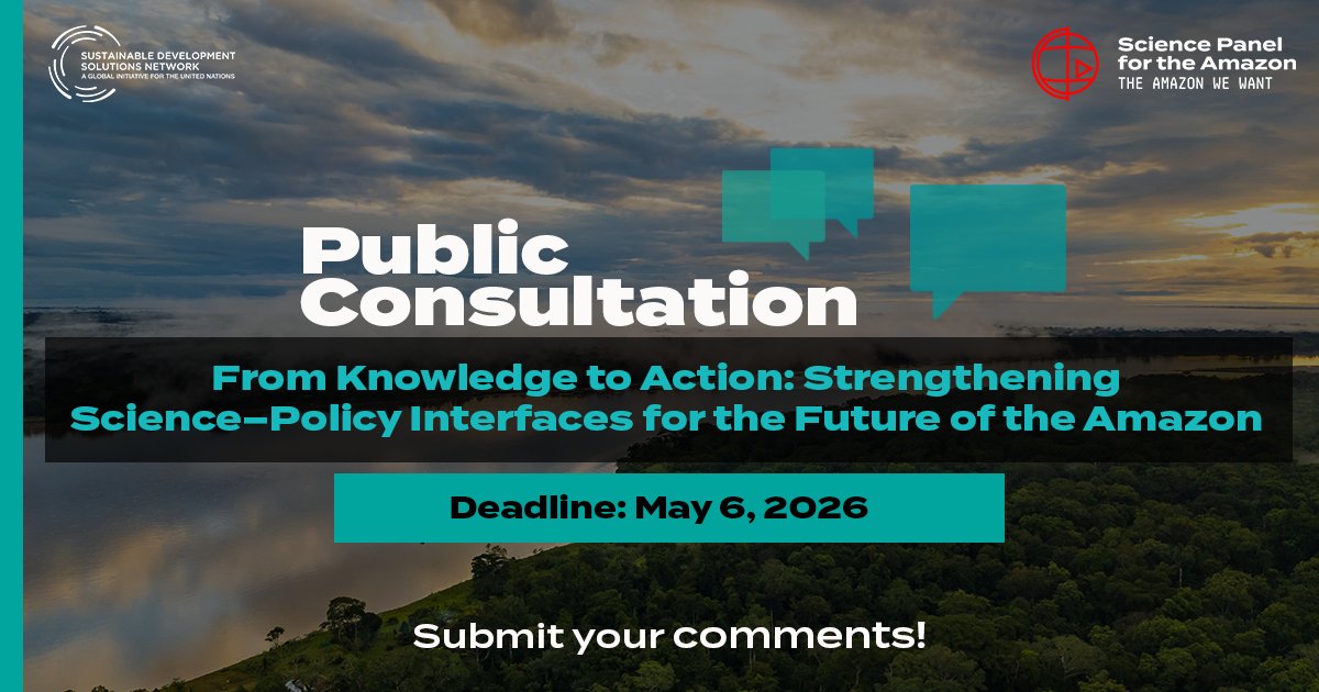 theamazonwewant's tweet image. 🚨#PublicConsultation
How can we better connect science and policy to advance conservation and social benefits across the Amazon? Our new White Paper shares key recommendations — we invite your feedback.
🗓️ Deadline: May 6
📥 Access here:sp-amazon.org/news/publiccon…
#TheAmazonWeWant