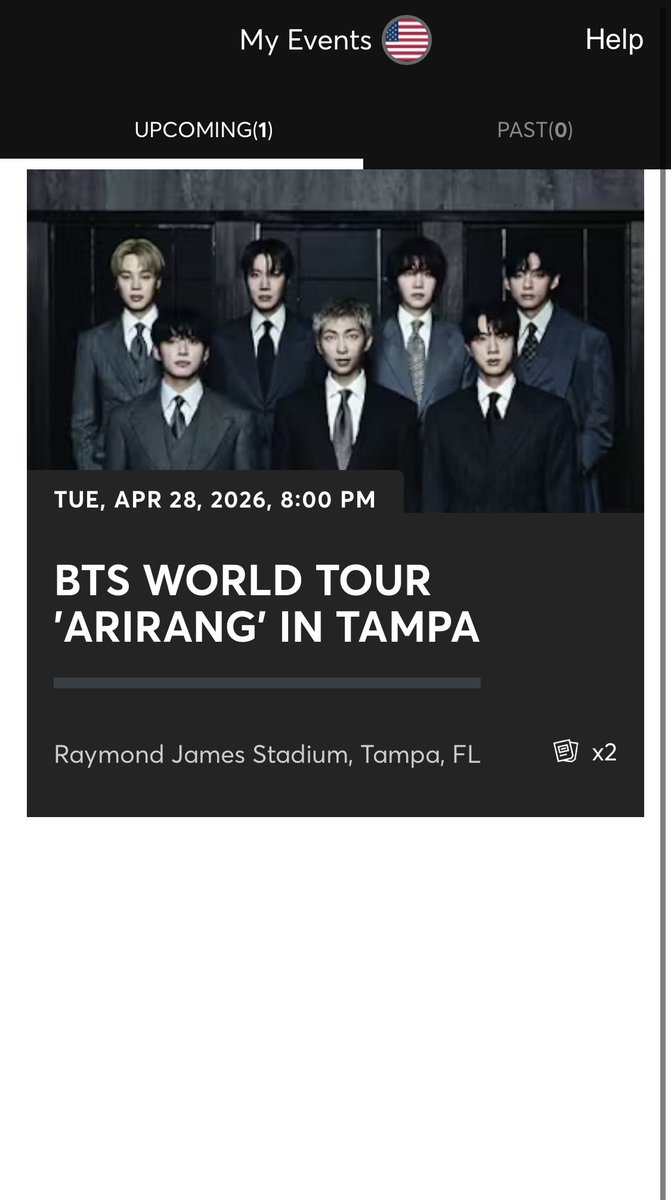 ellaasmiitth's tweet image. extra  2x  BTS WORLD TOUR 'ARIRANG' IN TAMPA Tickets for  tonight show.

Venue : Raymond James Stadium Tampa, FL

Date : Tuesday, April, 28

Won’t be able to make the show cause of my work schedule😊

Send a dm if u want them!

NB:tix are on Ticketmaster 🪭

#BTS Tickets 🎟️