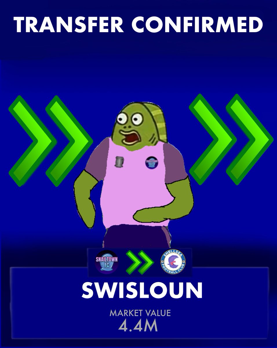 IANSportsTV's tweet photo. 🚨BREAKING🚨

In a blockbuster move, Shellsea FC has bought ST Swisloun on a deal worth 4.4 million.

Shellsea, who finished third in the league, get an upgrade at the striker position for next year’s title race!

We get to see a Squidinho-Swisloun duo 🥶🥶🥶 https://t.co/H7d3PbqOBW