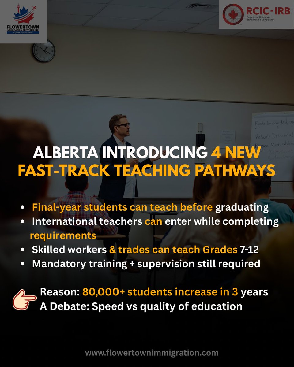 flowertownimmi's tweet image. 🚨 BIG UPDATE: Alberta is fast-tracking teachers to tackle critical shortages 📚

Faster processing, priority pathways, and more opportunities for educators 👩‍🏫👨‍🏫

If you’re a teacher planning for Canada 🇨🇦 — this could be your moment!

#CanadaImmigration #Alberta #Teachers
