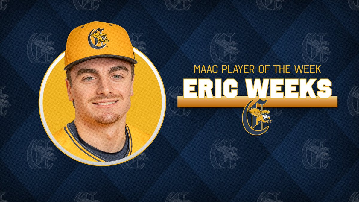 GriffsBaseball's tweet photo. Locked in at the plate 🔒

Eric Weeks is your Northeast Beef @MAACSports Player of the Week!

📰 - https://t.co/r6TJIr0D9U

#Griffs | #MAACBaseball https://t.co/LtaardSeqo