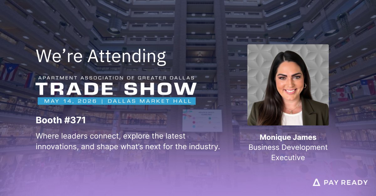 pay_ready's tweet photo. The countdown is on for the AAGD Trade Show and we’re excited to be part of the conversations shaping what’s next in multifamily.

From emerging tech to smarter strategies, this is where ideas turn into action.

📍 Attending the AAGD Trade Show? Let’s connect and talk about what’s driving the future of multifamily.

#PayReady #AAGDTradeShow #Multifamily #PropTech #FinTech #AI #Automation #DataDriven #Centralization