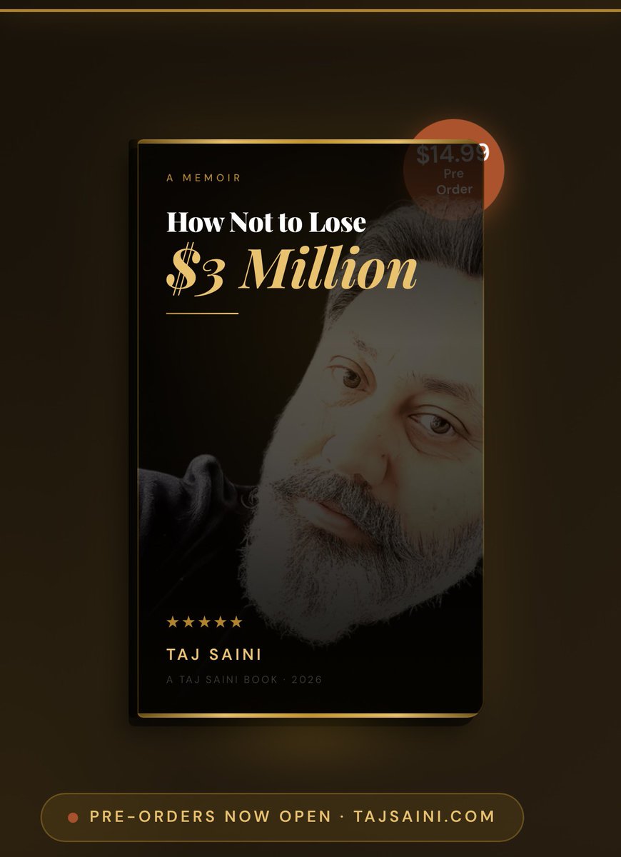 TajCreations's tweet image. Nobody talks about what losing $3 million actually feels like.
I’m talking about it. 
#entrepreneur #crypto #memoir

tajsaini.com 📚