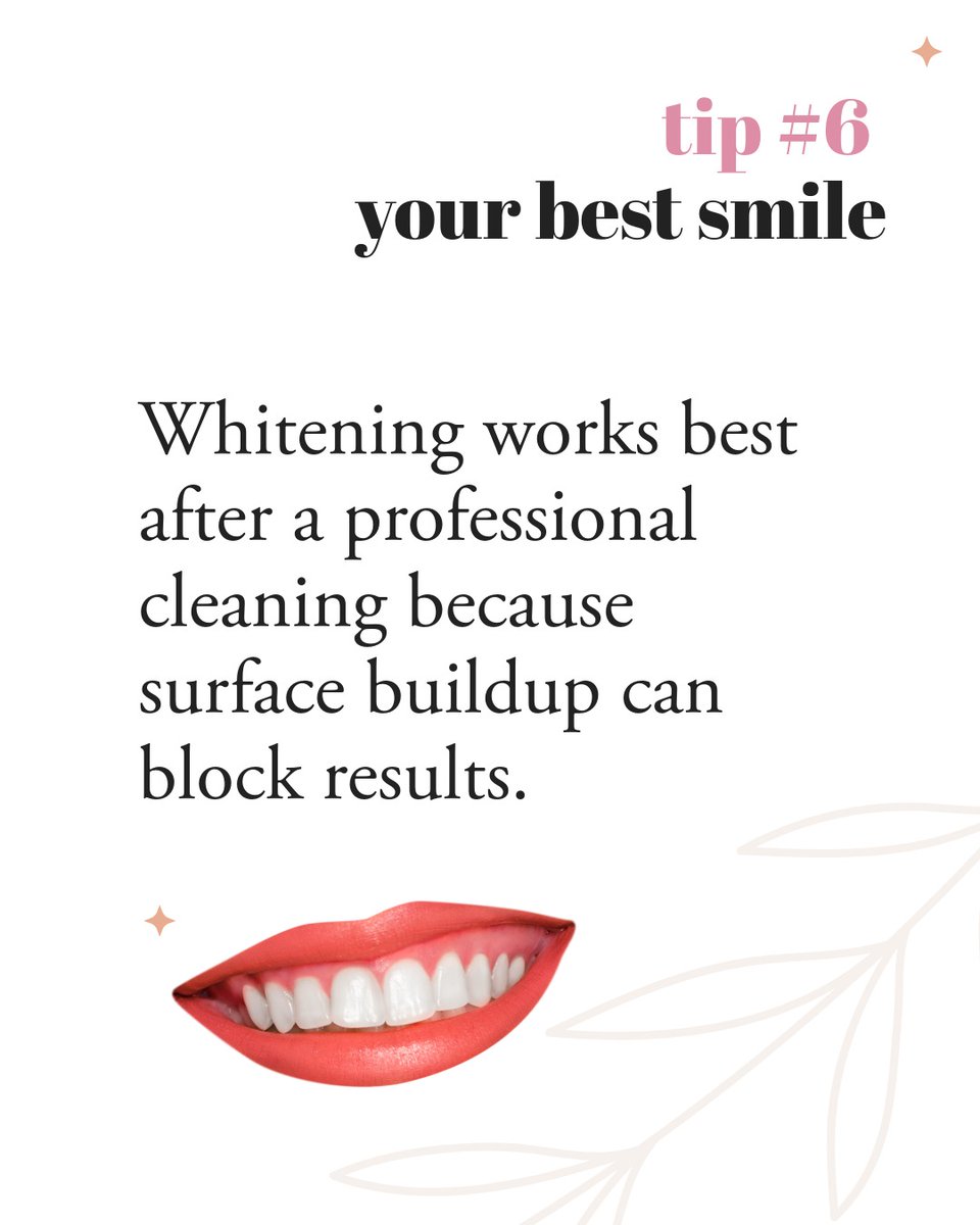 CreativeDentATL's tweet image. Whitening tip: Professional whitening often works best after a professional cleaning because plaque and surface buildup can get in the way of a brighter result. Starting with a clean foundation can help you get the most from your whitening treatment. 

#TeethWhitening