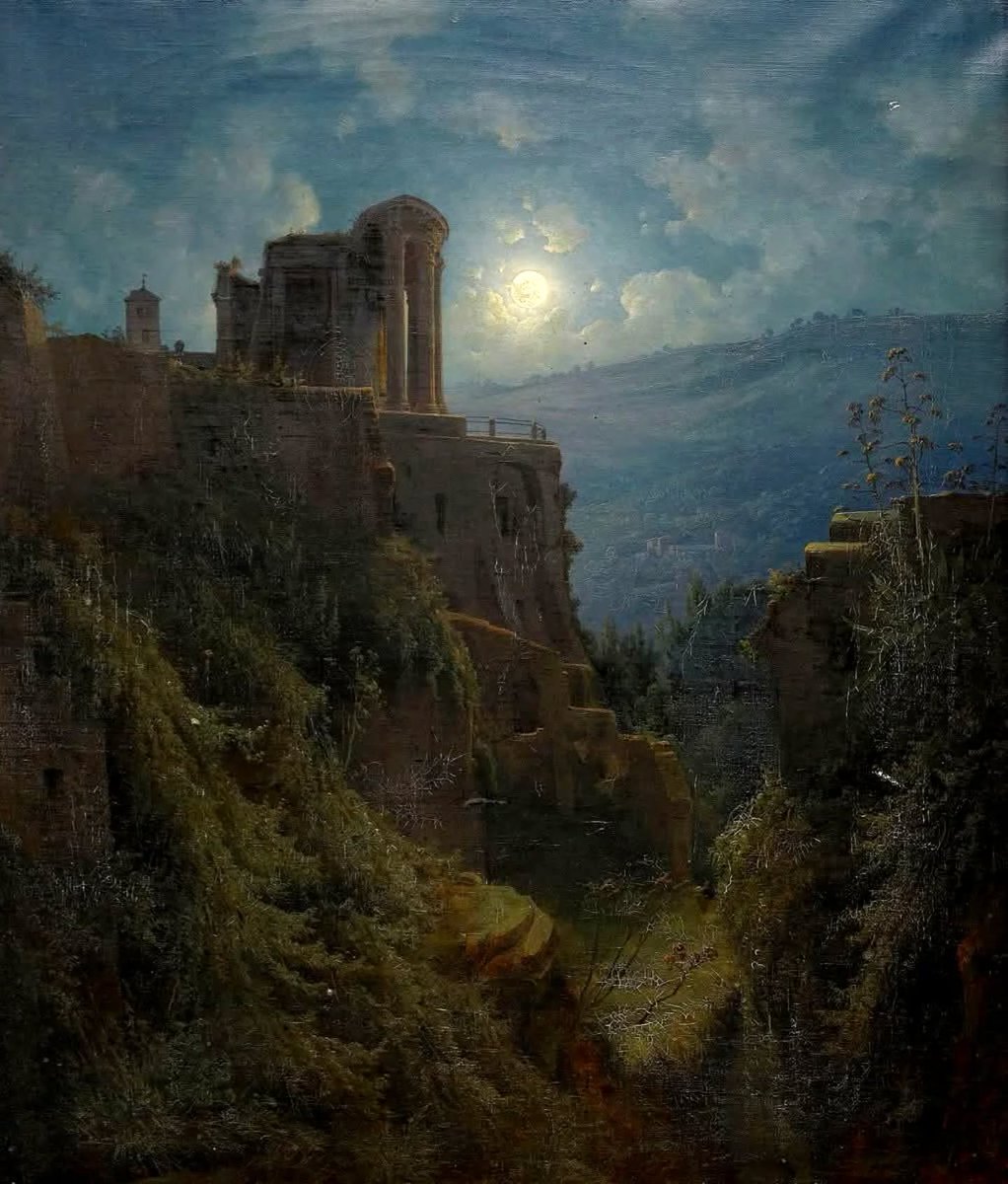 angelicaio81153's tweet image. Dark &amp;amp; fantastic classic masterpieces 

Italian Ruin Landscape in Moonlight , circa 1850 

Joseph Magnus Stack ( 1812 - 1868 ) , Swedish master artist , landscape painter and art professor 
#artwork #landscape #oilpainting