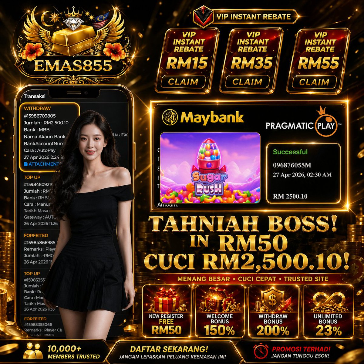 emas855cs's tweet photo. 🚨 LIVE WIN 🚨
RM50 jadi RM2,500+ 😳
Ni bukan mimpi — ni peluang.
Yang join awal dah withdraw 💸

👉 Free RM50
👉 Payout laju
Masuk sekarang sebelum full 🔥

https://t.co/OSxBuEbfYP

#FYP #SlotMalaysia #WinBig #OnlineCasino https://t.co/x2nKYpzeV1