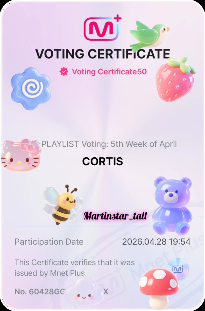 Martinstar_tall's tweet image. 28.4.26

M+PLAYLIST Voting: 5th Week of April
                           
#CORTIS #코르티스 #VOTE