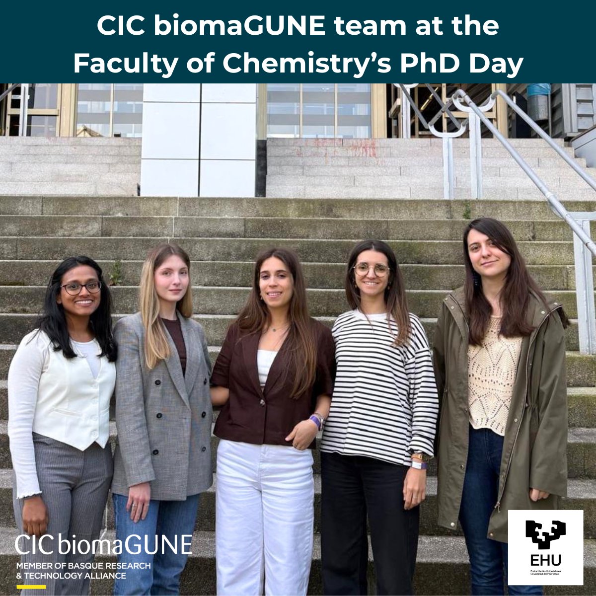 CICbiomaGUNE's tweet photo. CIC biomaGUNE predoctoral researchers attended the Faculty of Chemistry’s PhD Day last week.
#PhDday https://t.co/Wg1nbTtPJP