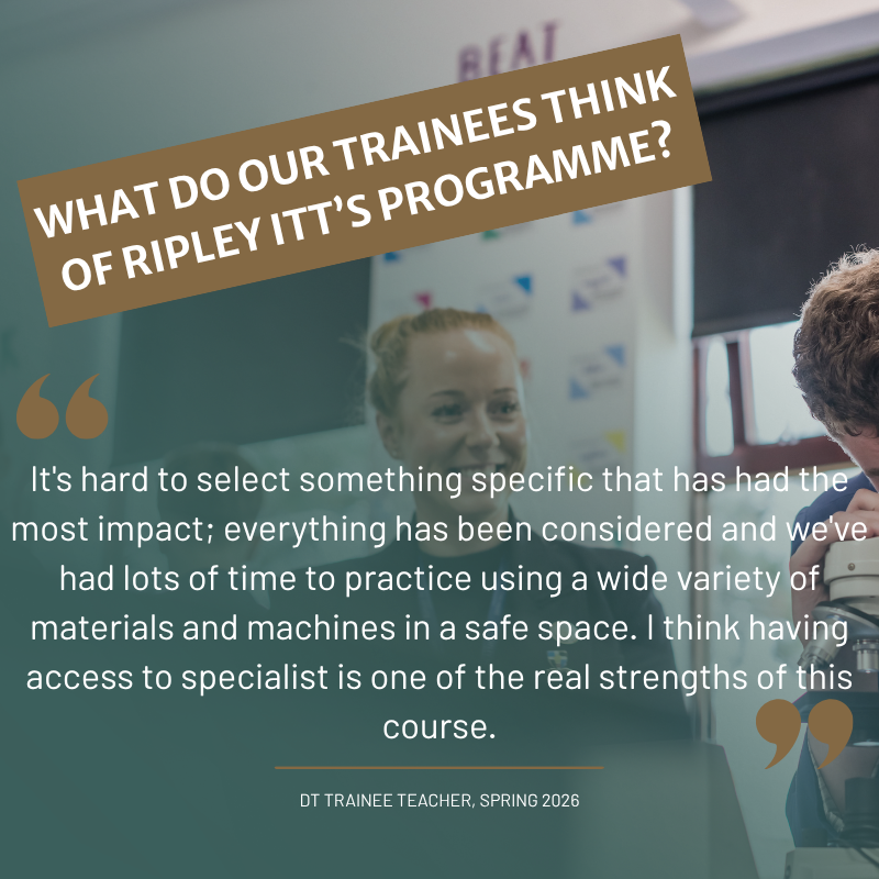 RipleyITT's tweet image. Our evaluation results always showcase a strong training programme. 

What did one of our DT trainees think had been the most impactful element of the course so far?

Find out more:
eventbrite.co.uk/o/ripley-itt-4…

#getintoteaching #traintoteach