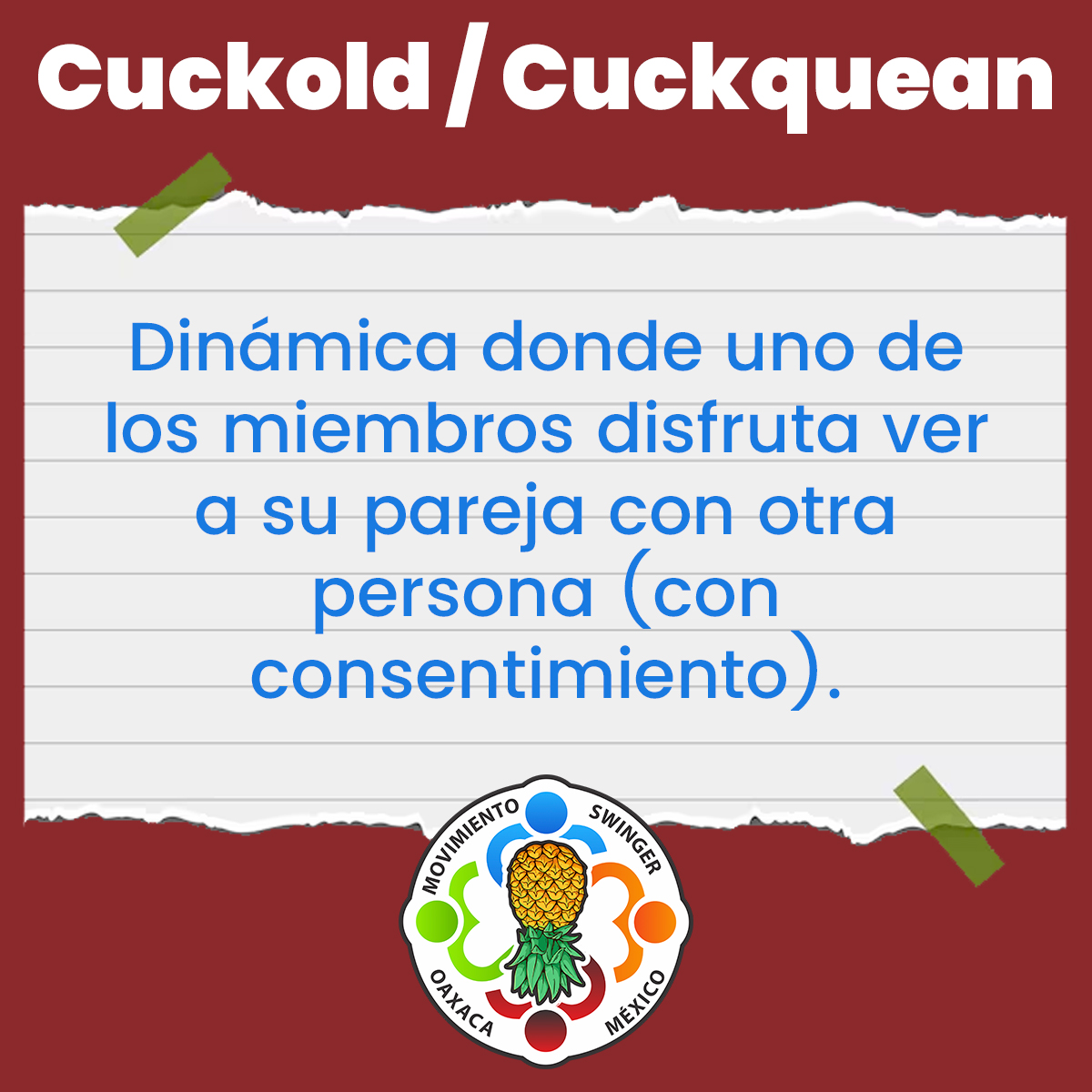 Cuckold / Cuckquean
Dinámicas donde el disfrute también está en observar, siempre con consentimiento y comunicación. 
#MovimientoSwingerOaxaca #Swinger #Sw #Oaxaca